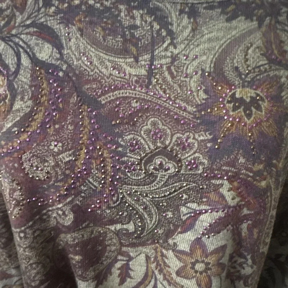 World Unity Womens Tunic Top Large Boho Paisley Rhinestones Asymetrical Hippie - Picture 3 of 13